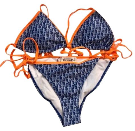 blue dior print bikini|Dior bathing suits.